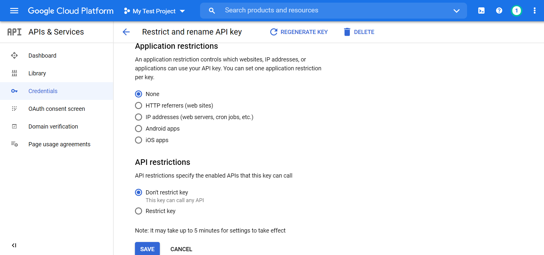 Restrict API key