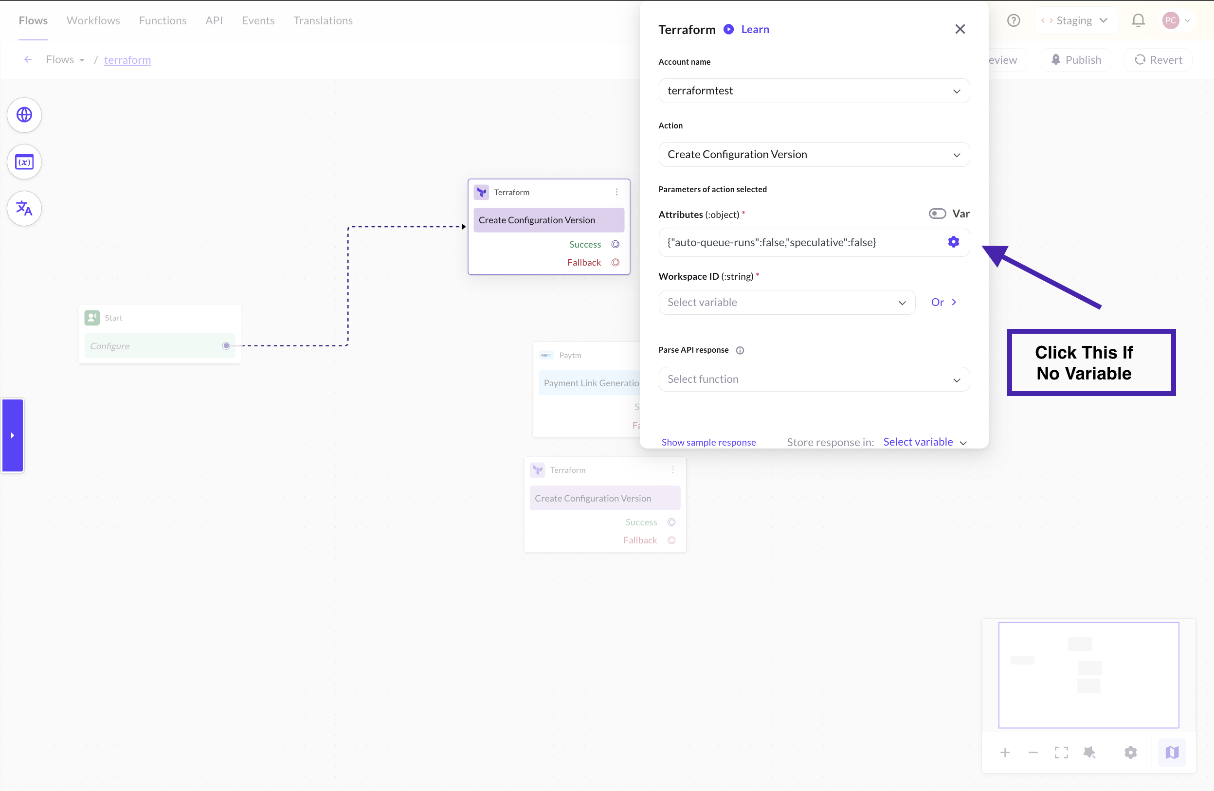 Create Configuration Version node in Yellow.ai flow builder