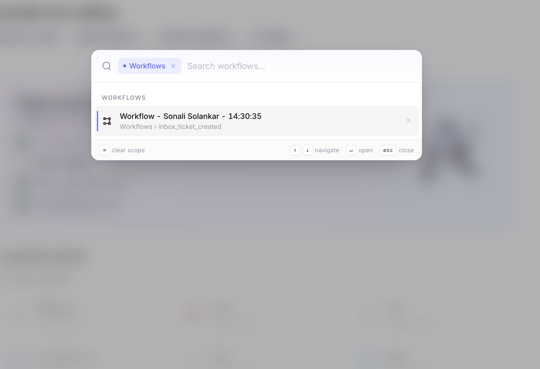 Workflows scope with a single workflow result