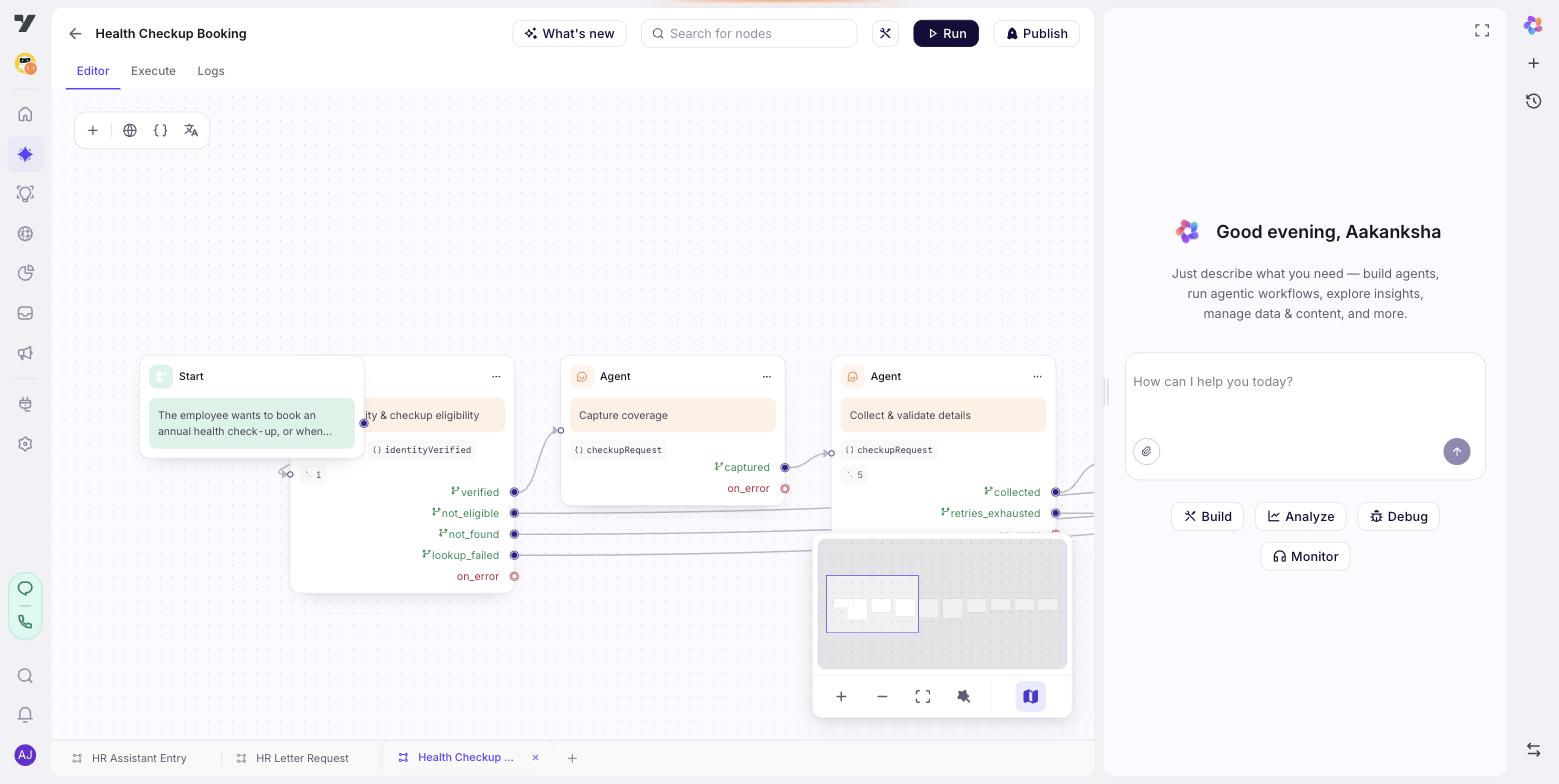 The health-checkup booking flow canvas.