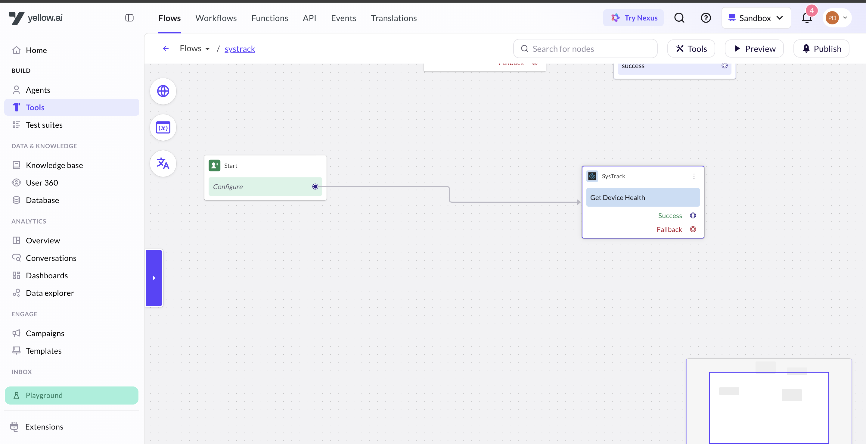 SysTrack node in a flow