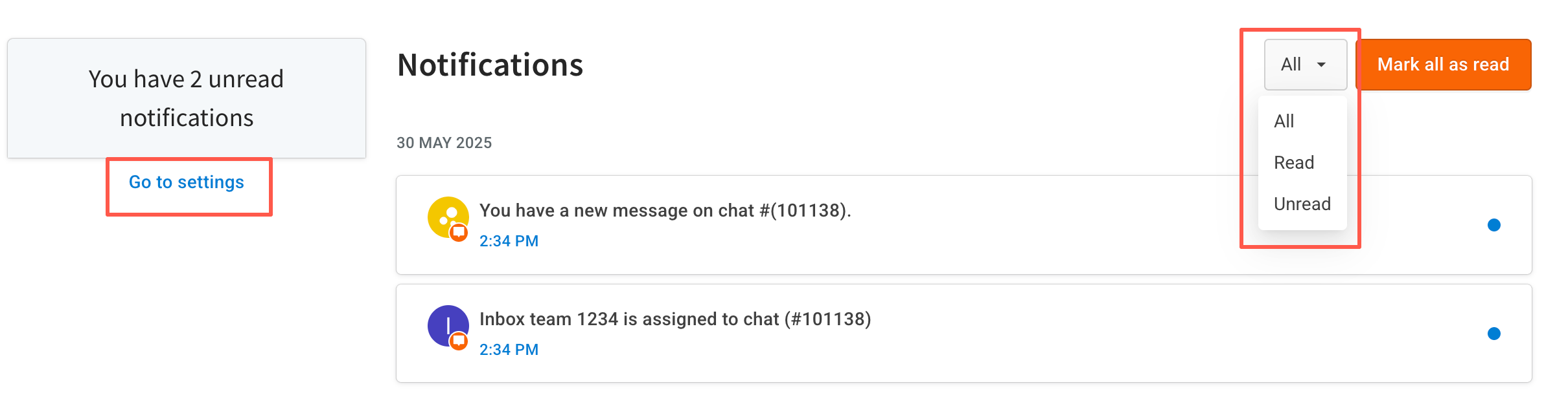 Notification settings